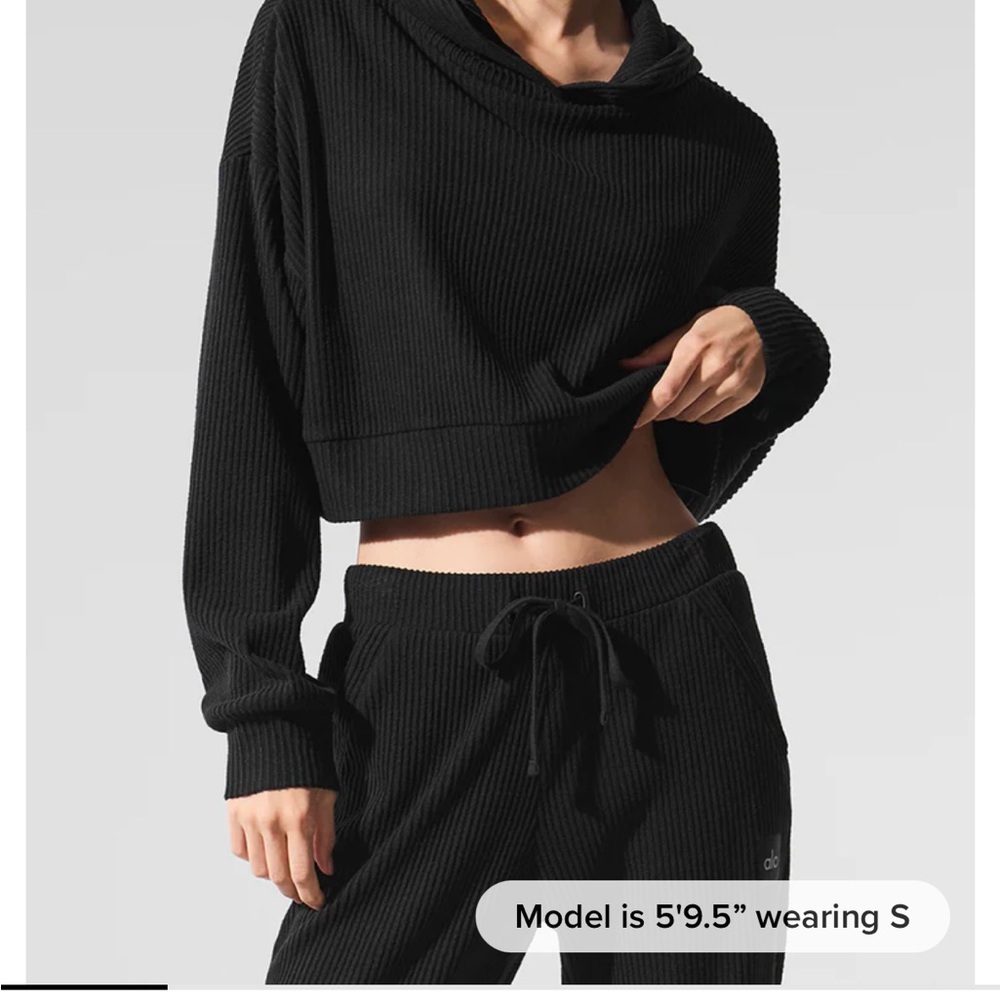 Alo Muse Hoodie Black Ribbed
